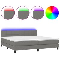 WOWONA Boxspringbett mit Matratze &amp; LED Dunkelgrau 200x200 cm Stoff