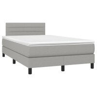 vidaXL Boxspringbett mit Matratze &amp; LED Hellgrau 120x200 cm Stoff