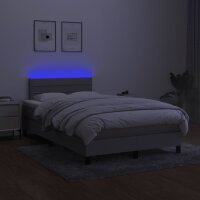 vidaXL Boxspringbett mit Matratze &amp; LED Hellgrau 120x200 cm Stoff