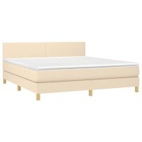 WOWONA Boxspringbett mit Matratze Creme 180x200 cm Stoff