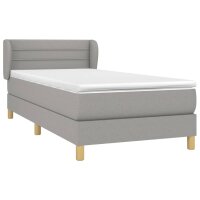 WOWONA Boxspringbett mit Matratze Hellgrau 80x200 cm Stoff