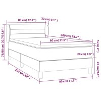 WOWONA Boxspringbett mit Matratze Hellgrau 80x200 cm Stoff