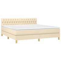 WOWONA Boxspringbett mit Matratze Creme 180x200 cm Stoff