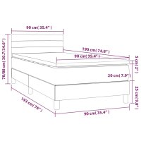 WOWONA Boxspringbett mit Matratze &amp; LED Dunkelbraun 90x190 cm Stoff