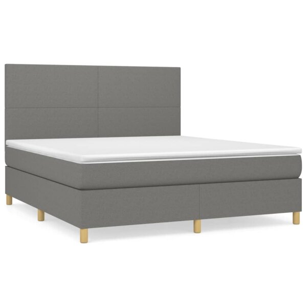 vidaXL Boxspringbett mit Matratze Dunkelgrau 180x200 cm Stoff