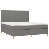 vidaXL Boxspringbett mit Matratze Dunkelgrau 180x200 cm Stoff