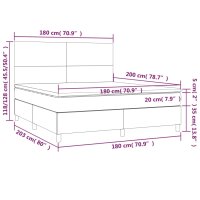 vidaXL Boxspringbett mit Matratze Dunkelgrau 180x200 cm Stoff