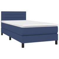 WOWONA Boxspringbett mit Matratze &amp; LED Blau 100x200 cm Stoff