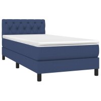 vidaXL Boxspringbett mit Matratze &amp; LED Blau 80x200 cm Stoff