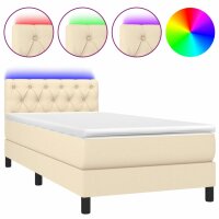 vidaXL Boxspringbett mit Matratze &amp; LED Creme 80x200 cm Stoff