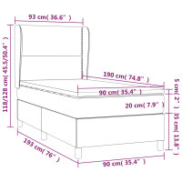 vidaXL Boxspringbett mit Matratze Hellgrau 90x190 cm Samt