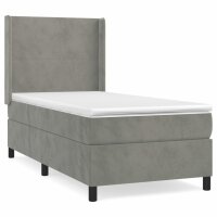 WOWONA Boxspringbett mit Matratze Hellgrau 90x190 cm Samt