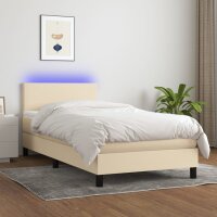 vidaXL Boxspringbett mit Matratze &amp; LED Creme 80x200 cm Stoff