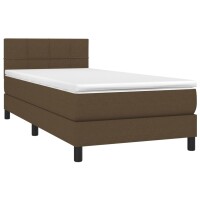 WOWONA Boxspringbett mit Matratze &amp; LED Dunkelbraun 80x200 cm Stoff