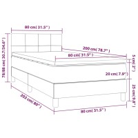 WOWONA Boxspringbett mit Matratze &amp; LED Dunkelbraun 80x200 cm Stoff