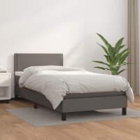 WOWONA Boxspringbett mit Matratze Grau 80x200 cm Kunstleder