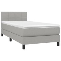 vidaXL Boxspringbett mit Matratze &amp; LED Hellgrau 80x200 cm Stoff