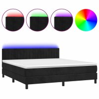 vidaXL Boxspringbett mit Matratze &amp; LED Schwarz 180x200 cm Samt