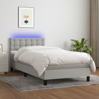 vidaXL Boxspringbett mit Matratze &amp; LED Hellgrau 80x200 cm Stoff