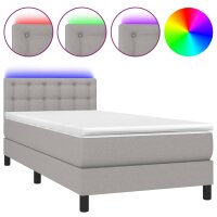 vidaXL Boxspringbett mit Matratze &amp; LED Hellgrau 80x200 cm Stoff