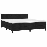 vidaXL Boxspringbett mit Matratze &amp; LED Schwarz 180x200 cm Samt