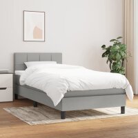 vidaXL Boxspringbett mit Matratze Hellgrau 80x200 cm Stoff