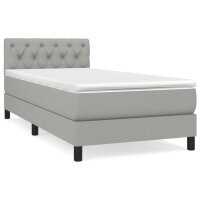 vidaXL Boxspringbett mit Matratze Hellgrau 80x200 cm Stoff