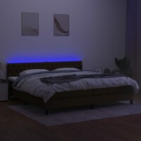 vidaXL Boxspringbett mit Matratze &amp; LED Dunkelbraun 200x200 cm Stoff