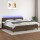 vidaXL Boxspringbett mit Matratze &amp; LED Dunkelbraun 200x200 cm Stoff