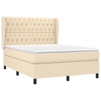 WOWONA Boxspringbett mit Matratze Creme 140x190 cm Stoff