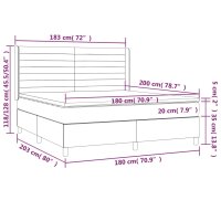 vidaXL Boxspringbett mit Matratze Dunkelgrau 180x200 cm Stoff