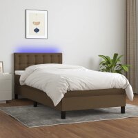 WOWONA Boxspringbett mit Matratze &amp; LED Dunkelbraun 80x200 cm Stoff