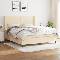 vidaXL Boxspringbett mit Matratze Creme 180x200 cm Stoff