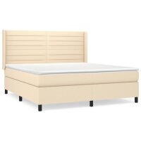 vidaXL Boxspringbett mit Matratze Creme 180x200 cm Stoff