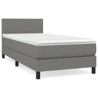 vidaXL Boxspringbett mit Matratze Dunkelgrau 90x190 cm Stoff