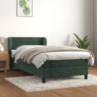 vidaXL Boxspringbett mit Matratze Dunkelgr&uuml;n 100x200 cm Samt