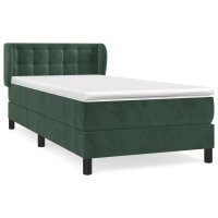 WOWONA Boxspringbett mit Matratze Dunkelgr&uuml;n 100x200 cm Samt