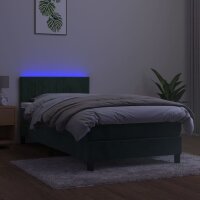 vidaXL Boxspringbett mit Matratze &amp; LED Dunkelgr&uuml;n 100x200 cm Samt