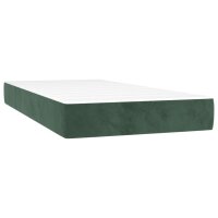 vidaXL Boxspringbett mit Matratze &amp; LED Dunkelgr&uuml;n 100x200 cm Samt