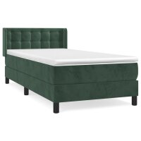 WOWONA Boxspringbett mit Matratze Dunkelgr&uuml;n 100x200 cm Samt