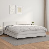 vidaXL Boxspringbett mit Matratze Wei&szlig; 180x200 cm Kunstleder