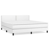 vidaXL Boxspringbett mit Matratze Wei&szlig; 180x200 cm Kunstleder