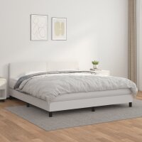 vidaXL Boxspringbett mit Matratze Wei&szlig; 180x200 cm Kunstleder