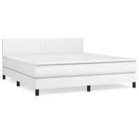 vidaXL Boxspringbett mit Matratze Wei&szlig; 180x200 cm Kunstleder