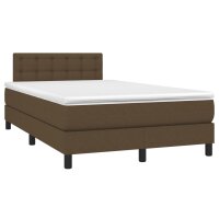 vidaXL Boxspringbett mit Matratze &amp; LED Dunkelbraun 120x200 cm Stoff