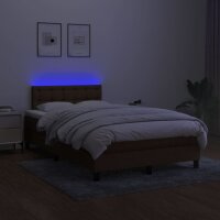 vidaXL Boxspringbett mit Matratze &amp; LED Dunkelbraun 120x200 cm Stoff