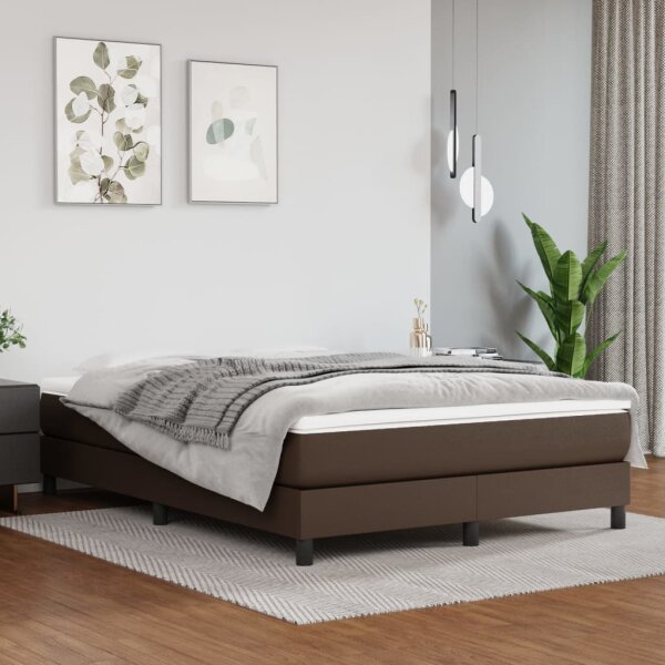 vidaXL Boxspringbett Braun 140x200 cm Kunstleder