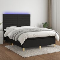 vidaXL Boxspringbett mit Matratze &amp; LED Schwarz 140x200 cm Stoff