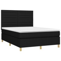 vidaXL Boxspringbett mit Matratze &amp; LED Schwarz 140x200 cm Stoff