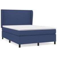 vidaXL Boxspringbett mit Matratze Blau 140x200 cm Stoff